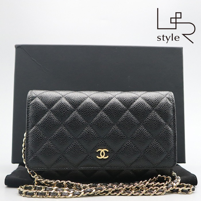 【 Chanel】ブラック キャビア チェーン クロスバッグ・中古