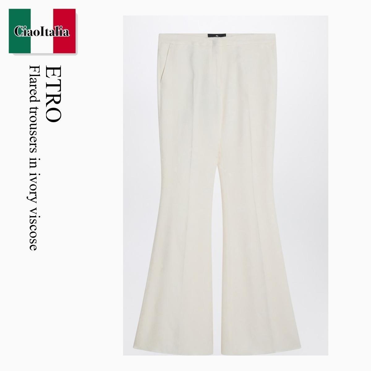 パンツ Etro Flared Trousers In Ivory Viscose