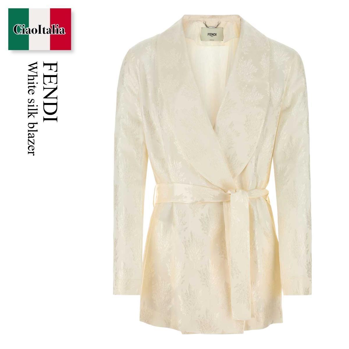 ジャケット Fendi White Silk Blazer