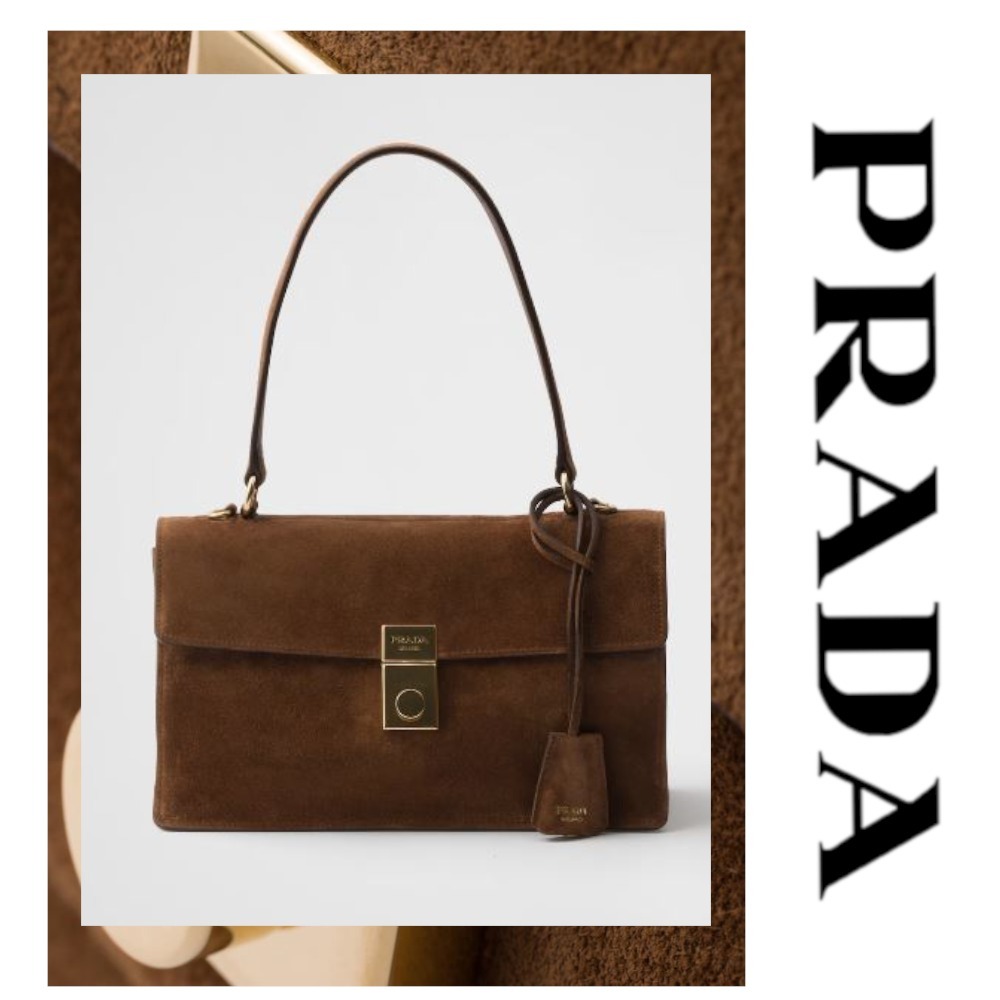 新作♪【PRADA】ソフトサウンド M スエード ショルダーバッグ