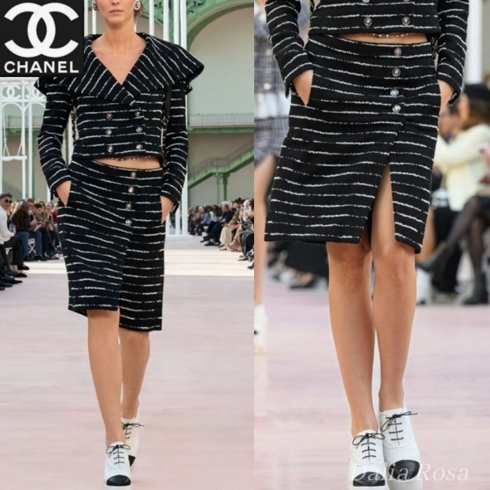 大人の魅力溢れるスリット♡ボーダー【CHANEL】スカート
