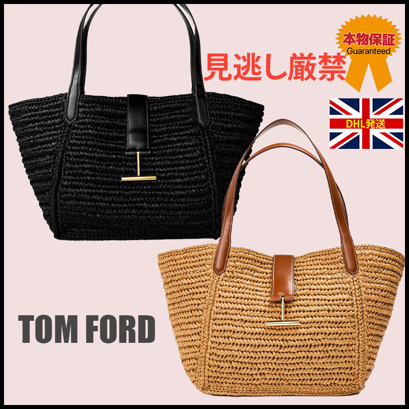 【TOM FORD】見逃し厳禁★TARA ラフィア トートバッグ M