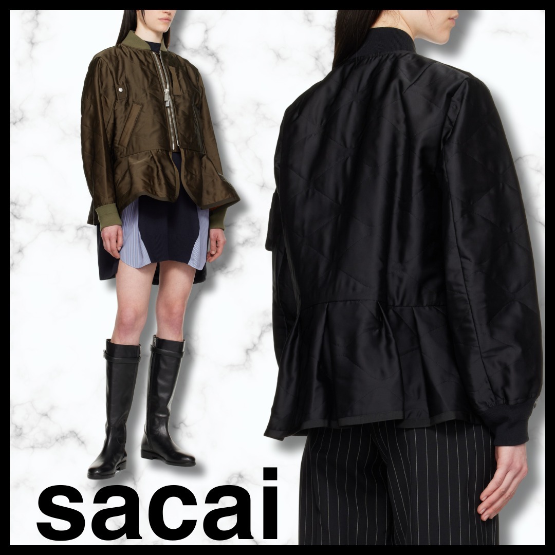 送料関税込♢sacai キルティングサテン ボンバージャケット