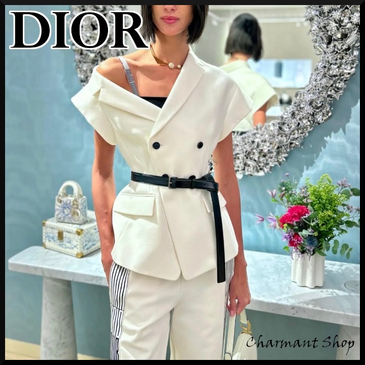 【DIOR】ベルト付き アシンメトリー ショートスリーブジャケット