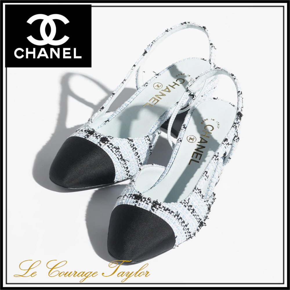 25S♪ブルー【CHANEL】シャネルスリングバック シューズ
