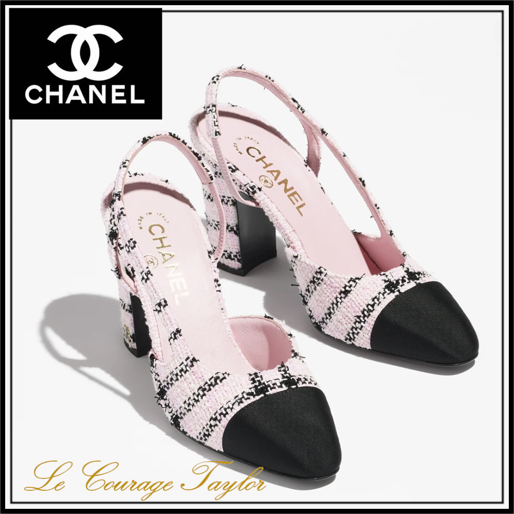 25S♪ピンク【CHANEL】シャネルスリングバック シューズ