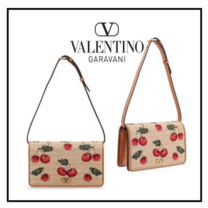 【新season】VALENTINOGARAVANI かごバッグチェリー柄ショルダー