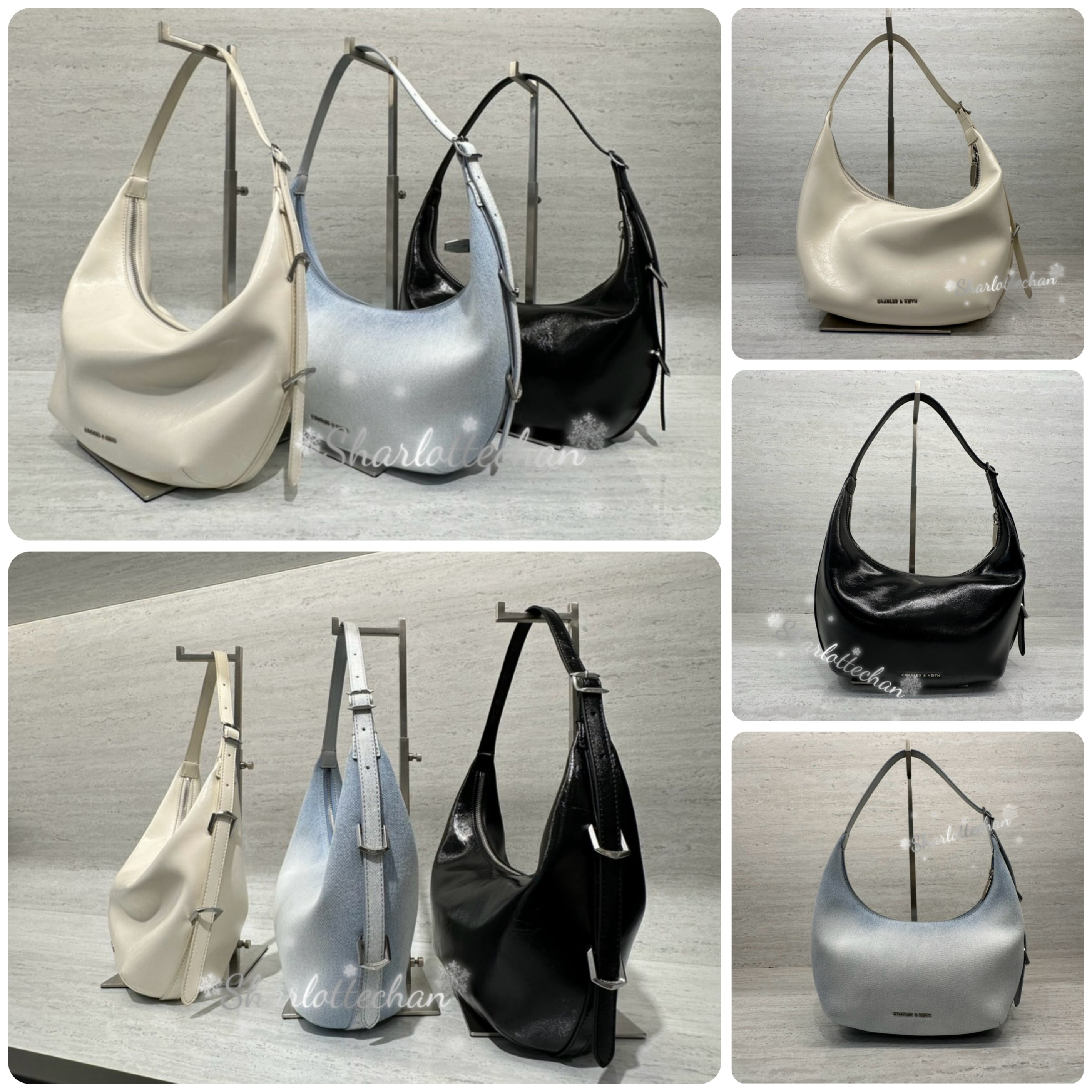 ★CHARLES&KEITH Bryna Curved Hobo Bag/送料込