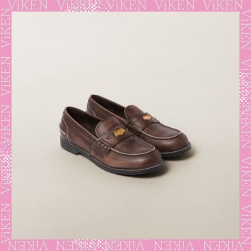 【MIU MIU】レディース ヴィンテージ レザー ペニー ローファー
