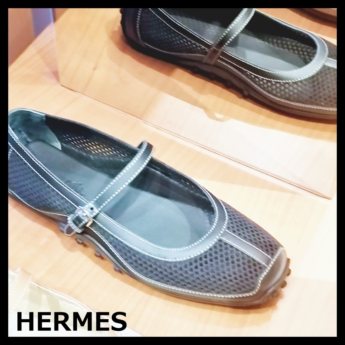 HERMES エルメス パンプス バレエシューズ キチュ 黒 カーフ