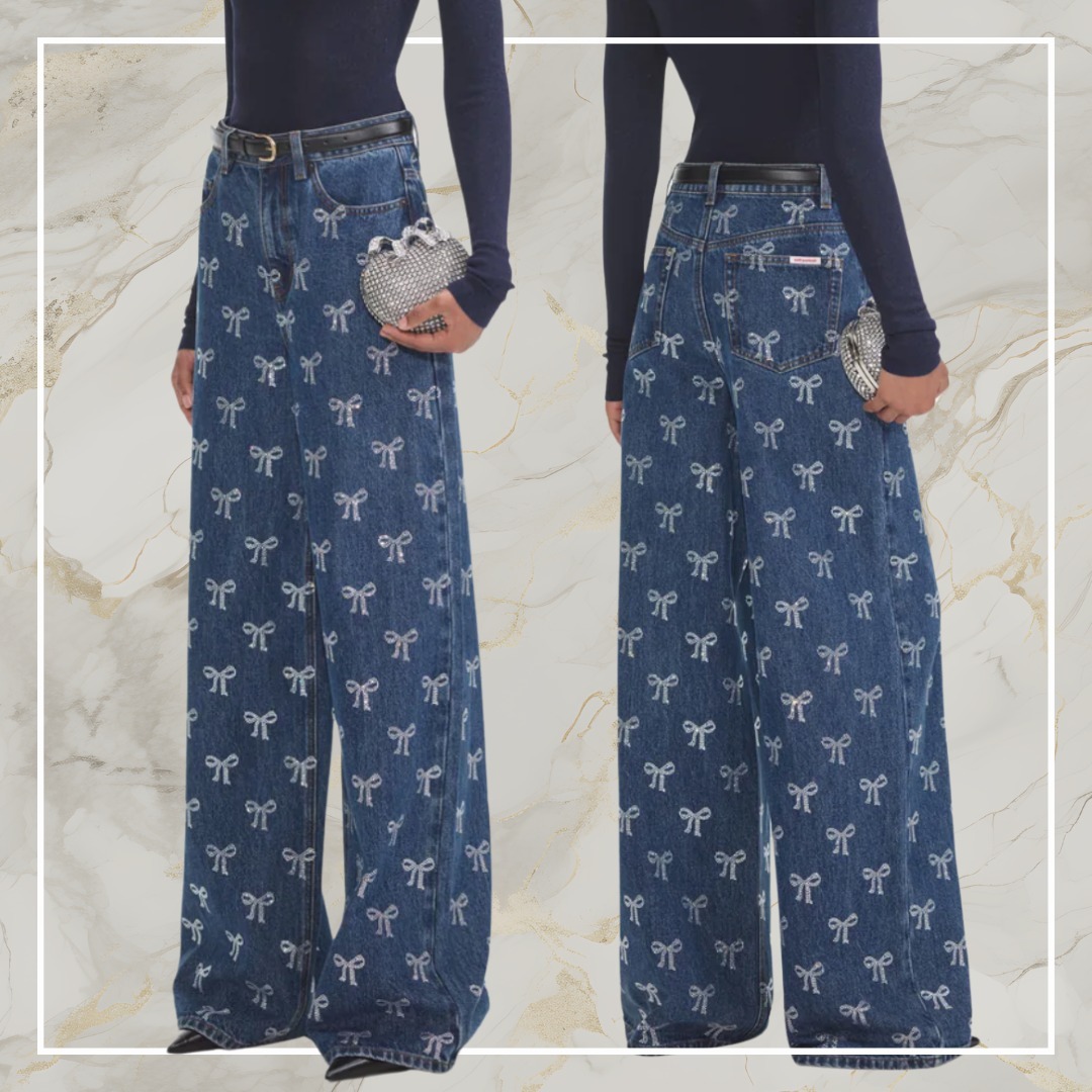 【完売必至】SELF PORTRAIT ラインストーンボウデニムジーンズ