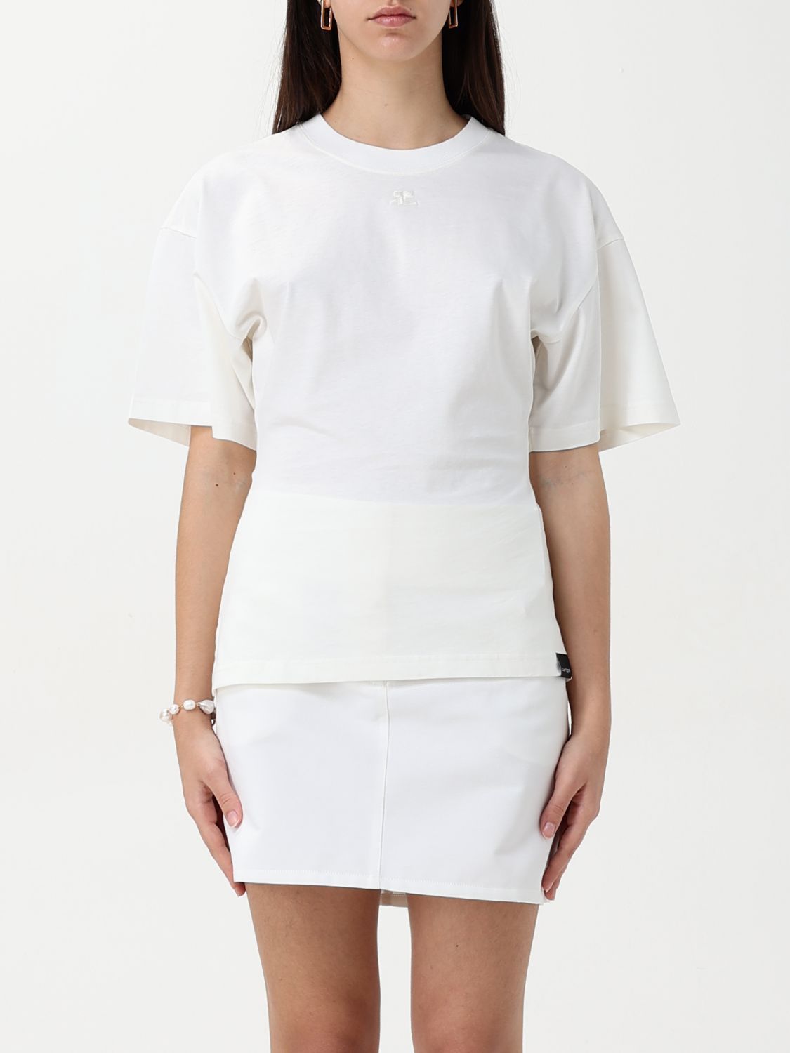 Tシャツ・カットソー COURReGES Woman T-Shirt White 125JTS168JS0107 0001