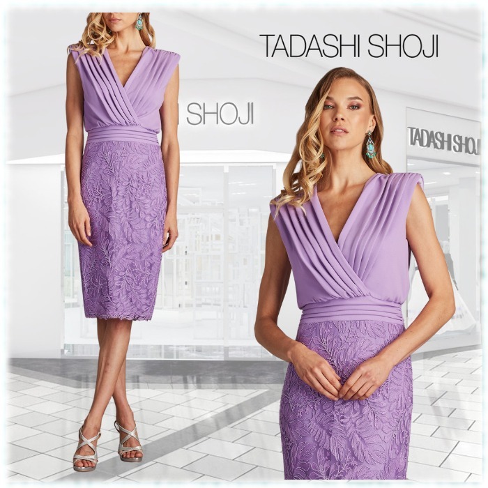 限定!! TADASHI SHOJI Vネック 刺繍 カクテルドレス