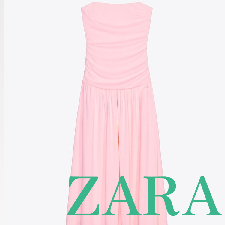 【ZARA】ストラップレス ギャザー ワンピース 2421/262/621