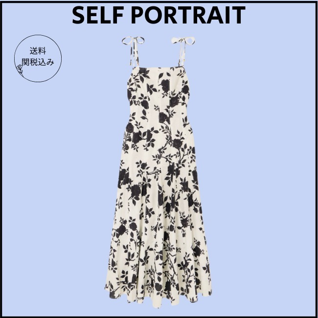 送料関税込【SELF PORTRAIT】花柄プリントのミディドレス