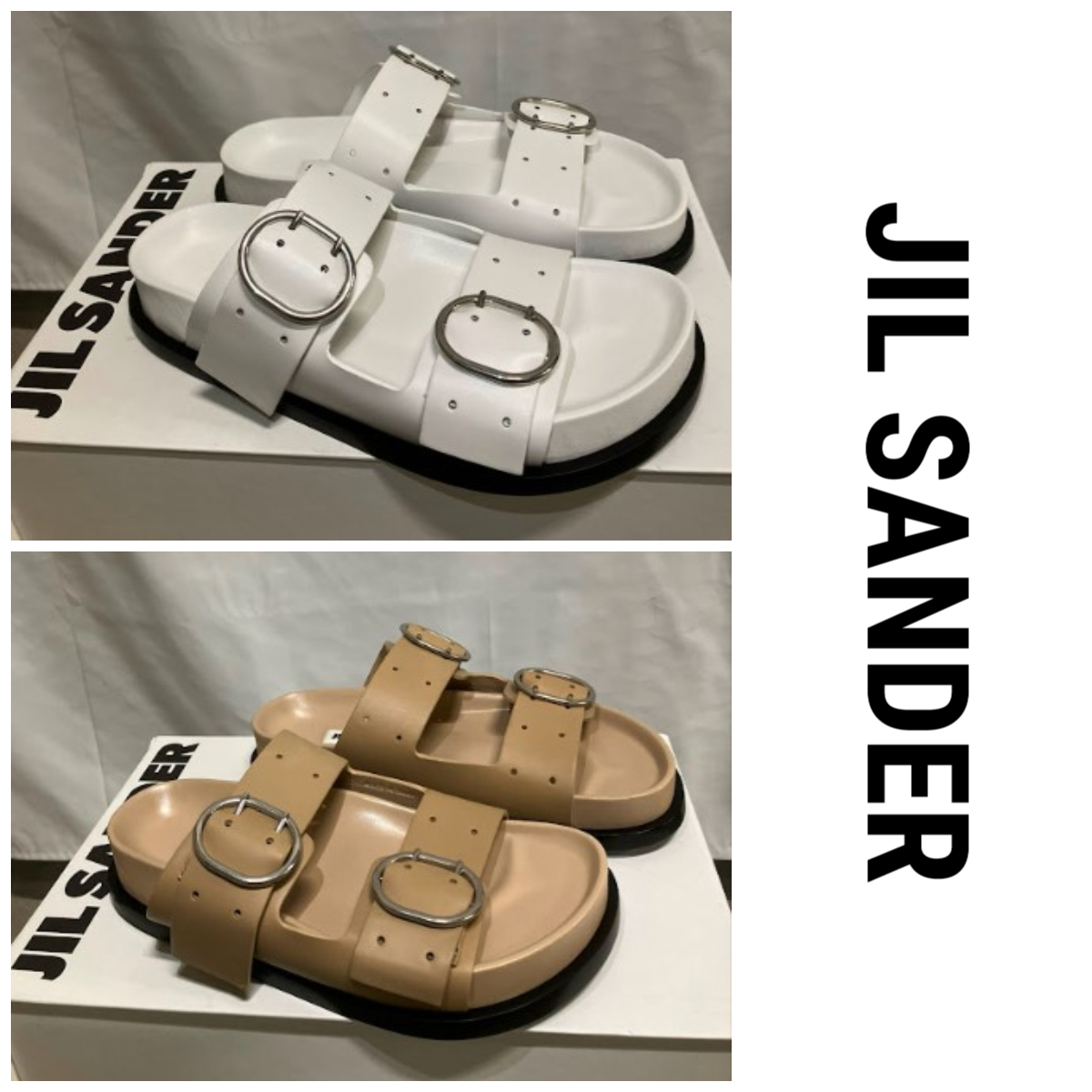 【JilSander】 ジルサンダー バックル フラット レザー サンダル