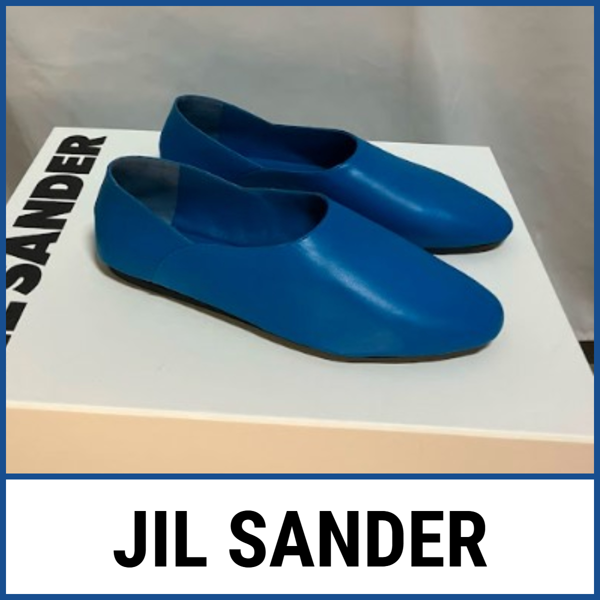 【JilSander】 ジルサンダー レザー フラットシューズ ブルー