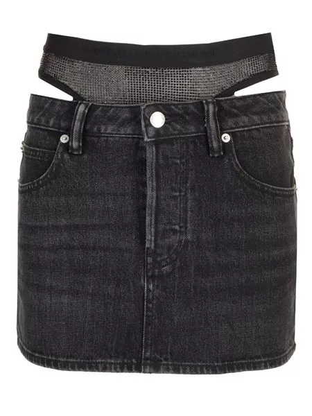 【Alexander Wang】デニムミニスカート Alexander Wang ビジュートリム デニムミニスカート | ブルー