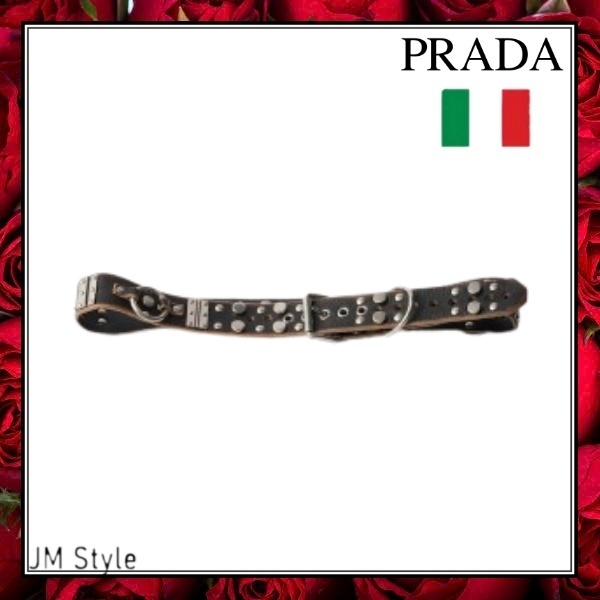 直営店●PRADA●スタッズレザーベルト