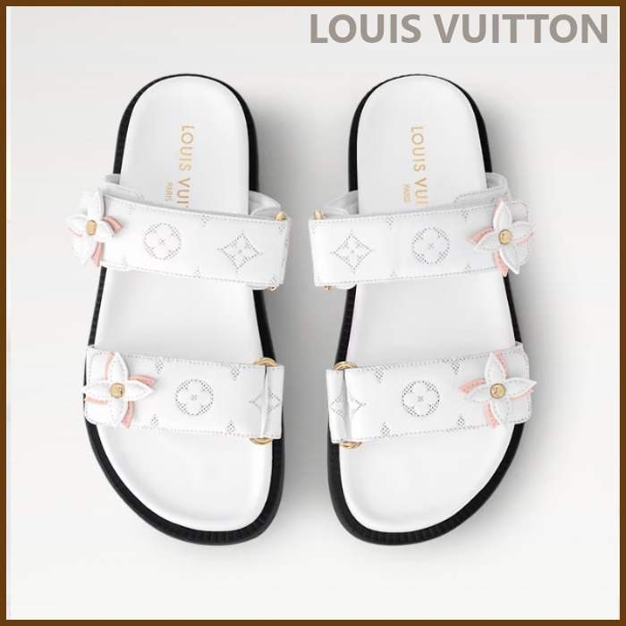 【モノグラムフラワーの装飾】LVサンセットフラットサンダル