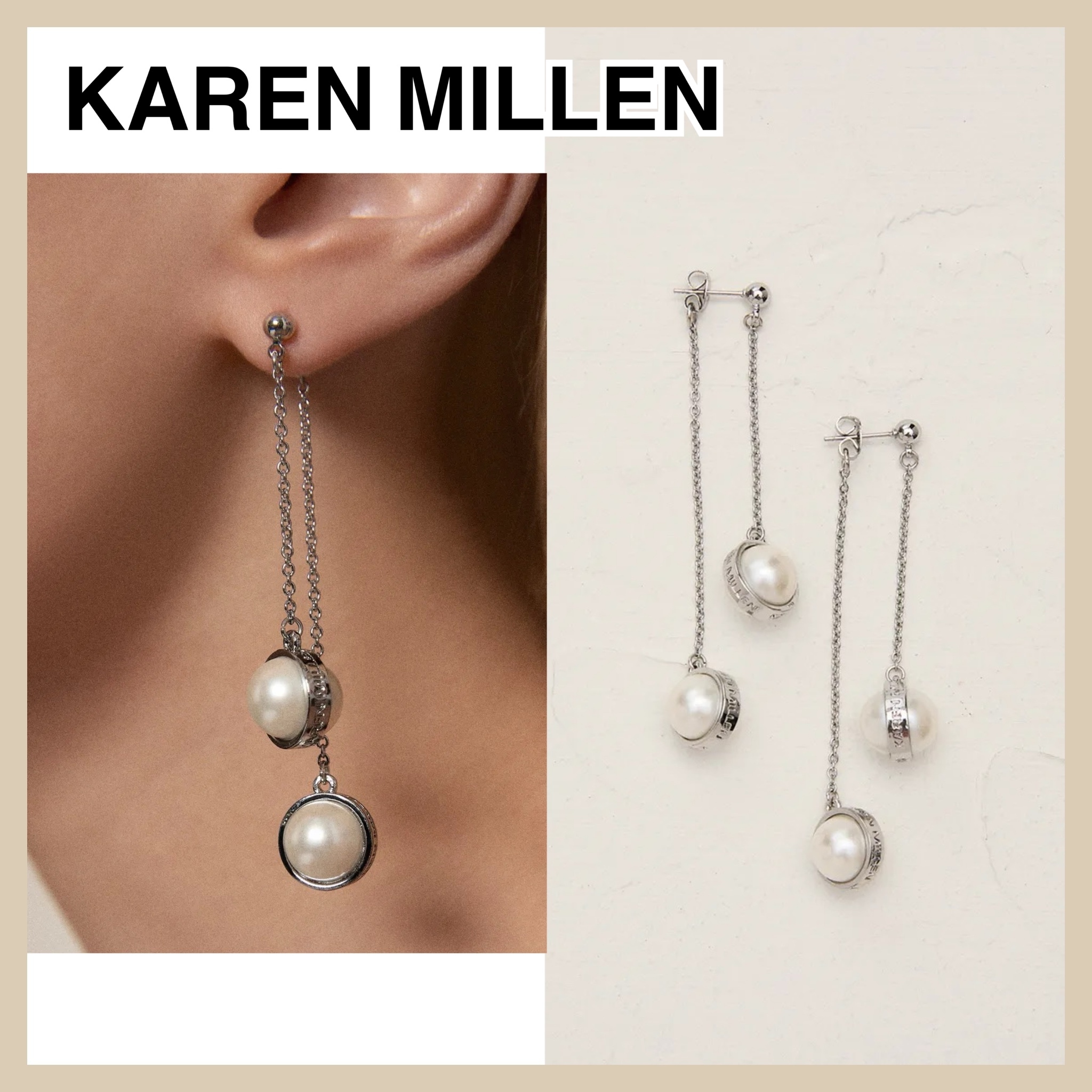 関税込 特価/完売前に【KAREN MILLEN】パール ドロップ ピアス