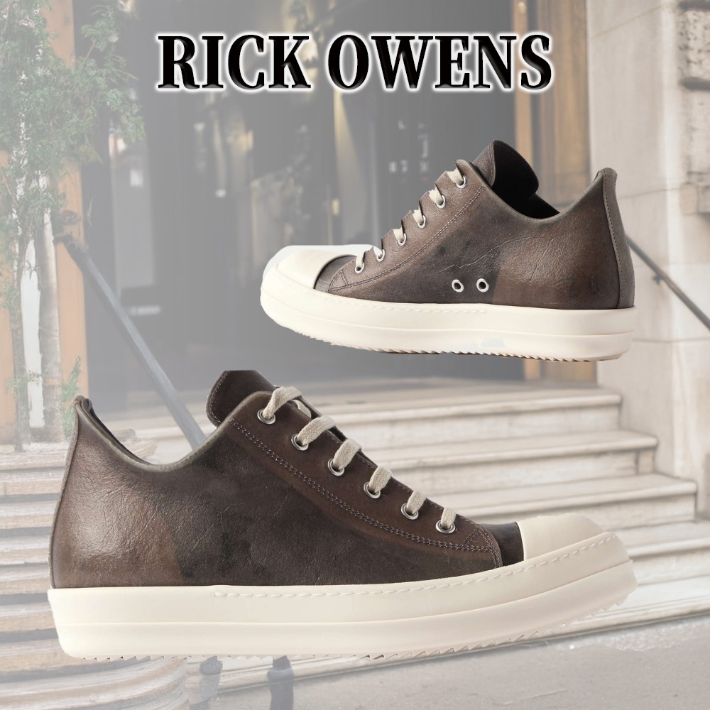 【光沢のある素材】RICKOWENS レザースニーカー