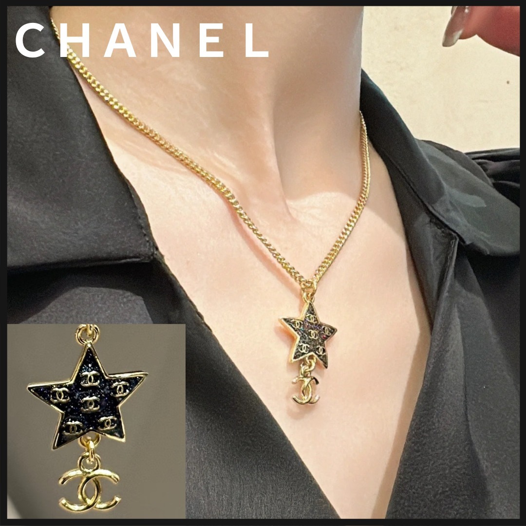 入荷情報★希少★ブラックスター CHANEL ネックレス CCロゴ