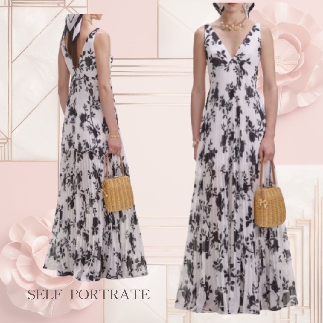 【SELF-PORTRAIT】上品♪花柄シフォンマキシドレス