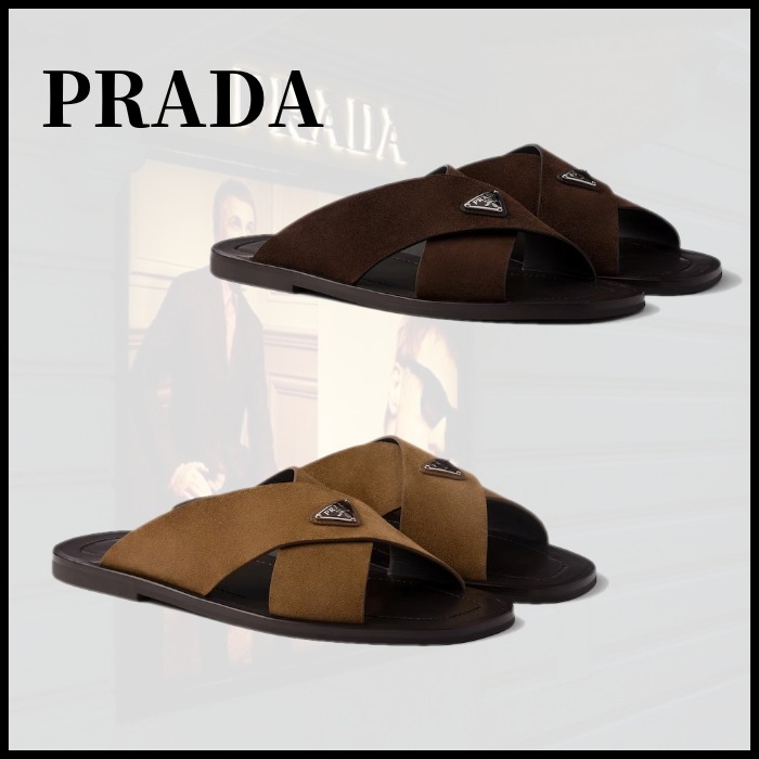 ■PRADA プラダ スエード クロスオーバー サンダル
