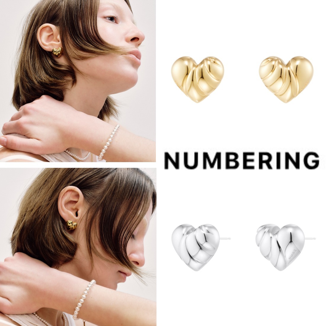 ピアス Wavy Heart Stud Earrings #5127