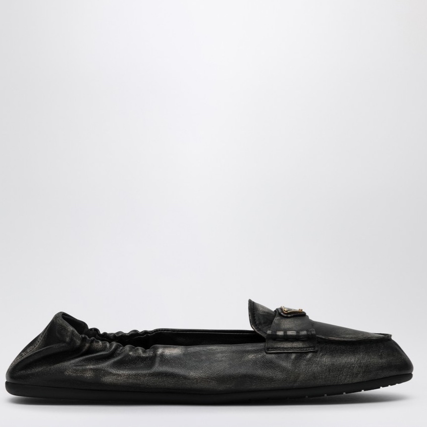 【PRADA】ナッパレザーブラックモカシン/送料込