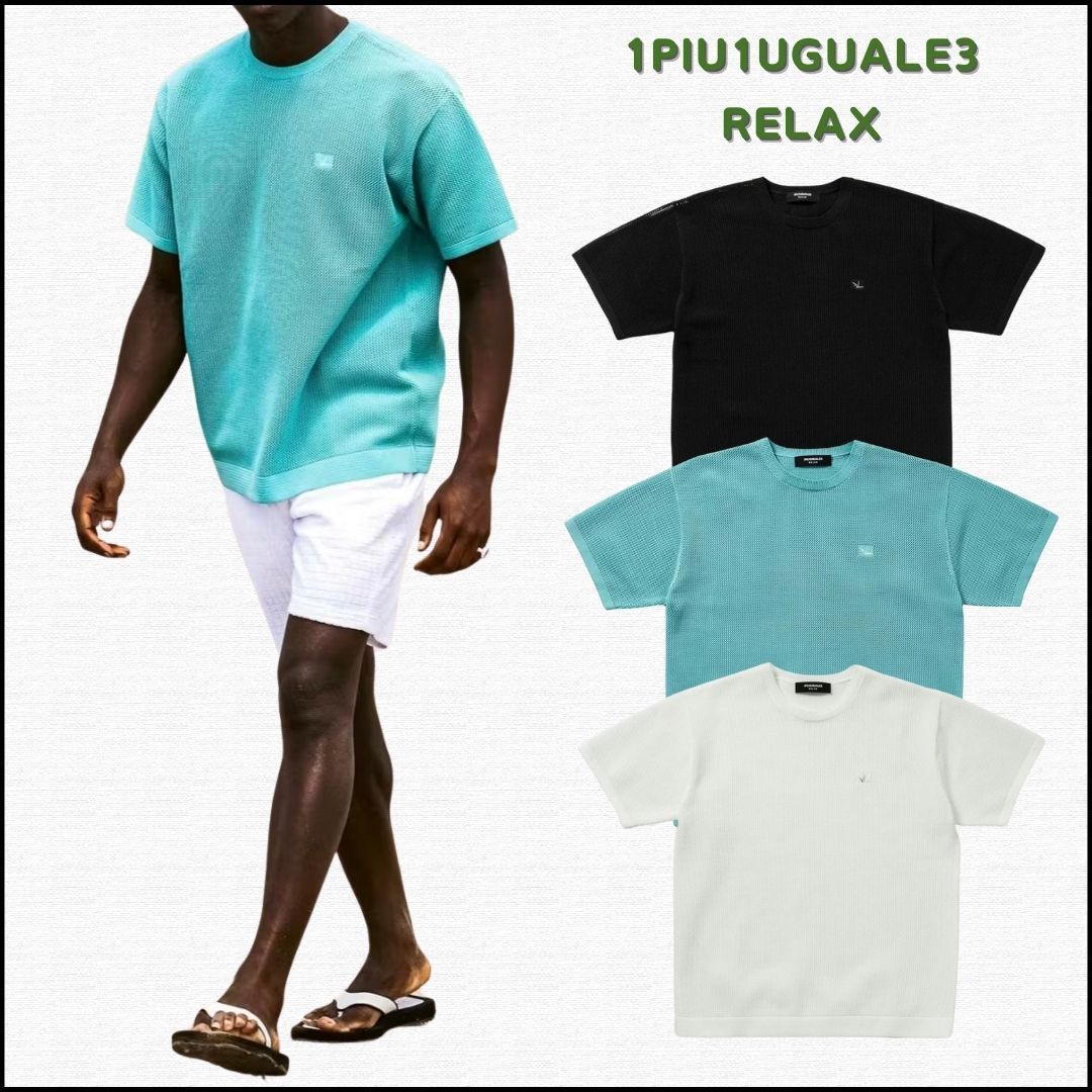 国内発送【1PIU1UGUALE3 RELAX】ベーシック半袖ニットTシャツ