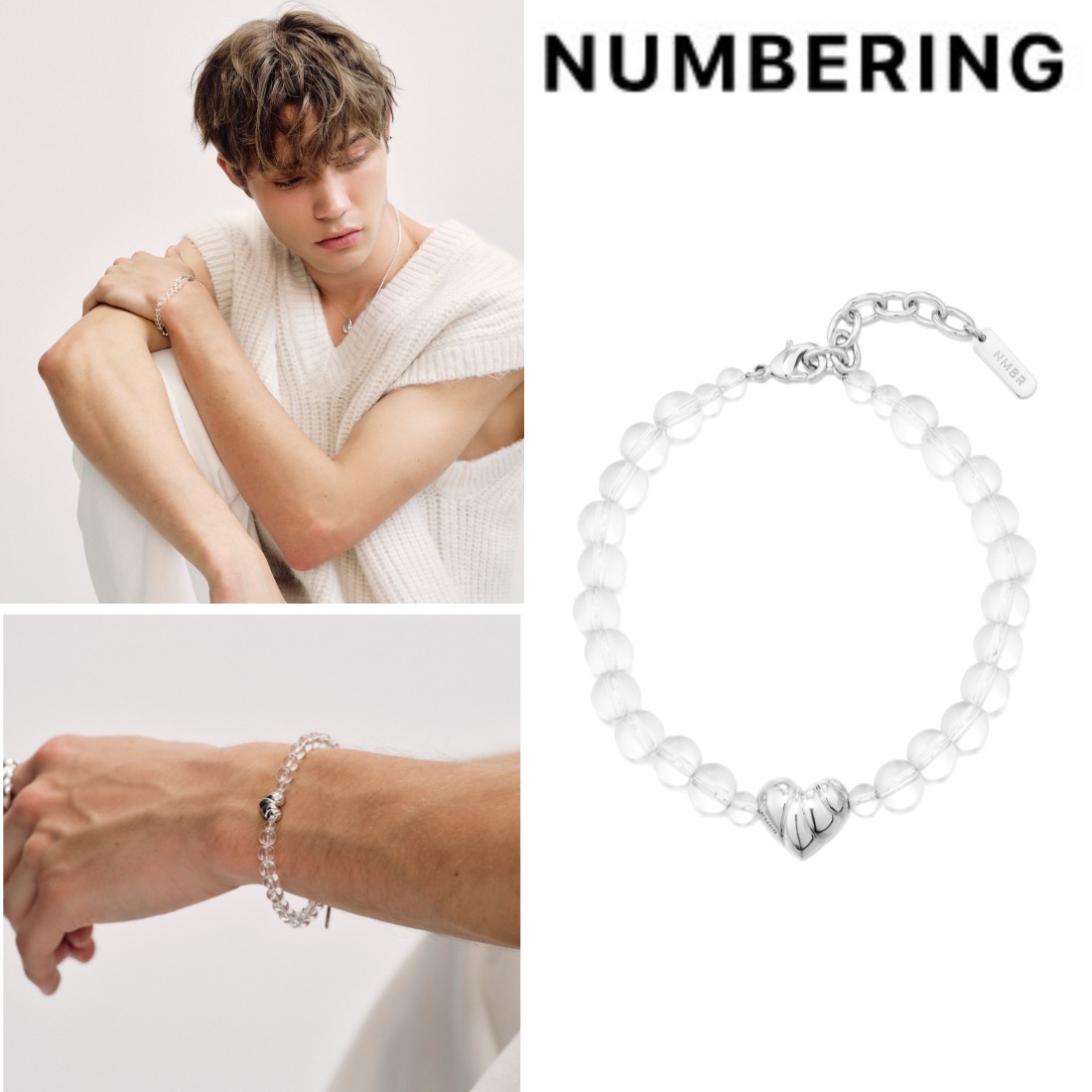 ブレスレット Clear Quartz Bracelet with Wavy Heart #5939