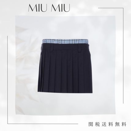 ブルー（青）系 MiuMiu(ミュウミュウ) ミニスカート(レディース