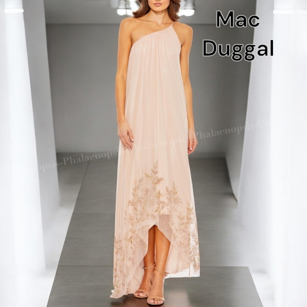 ●Mac Duggal●ワンショルダー ビーズ イブニングドレス