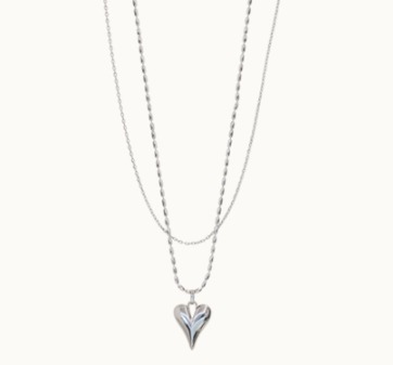 ネックレス・ペンダント [PRIMAUTE] Vertical Heart Layered Necklace