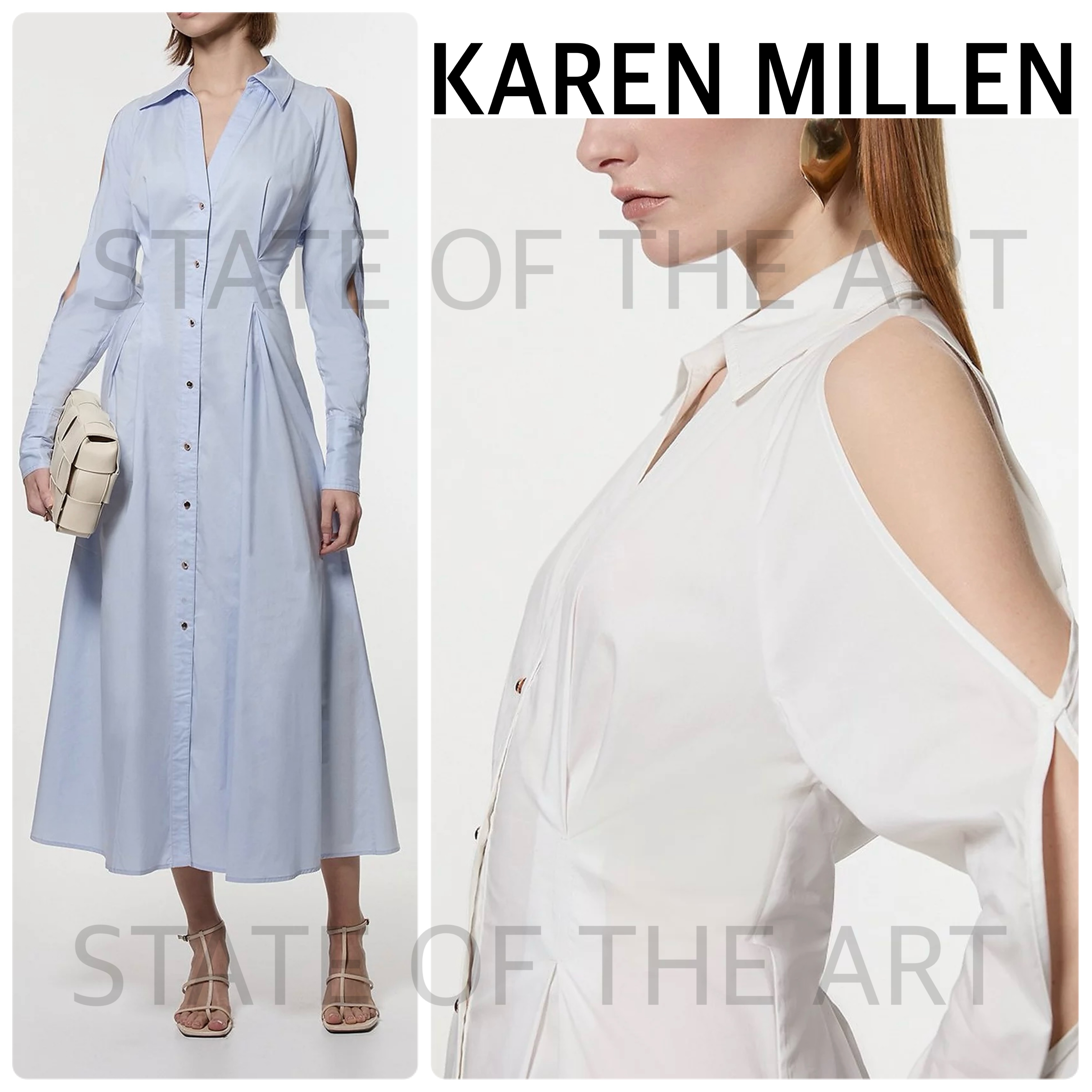 【Karen Millen】コットン ポプリン ウーブンシャツドレス