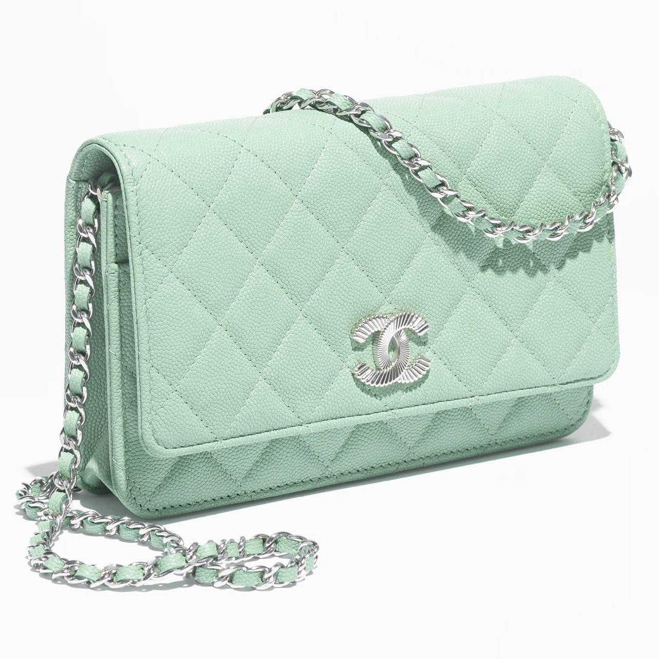 《裏生地も可愛い》CHANEL チェーンウォレット グリーン