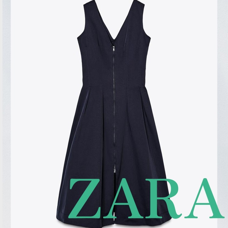 【ZARA】ZWコレクション ジップアップ ミディ丈ワンピース