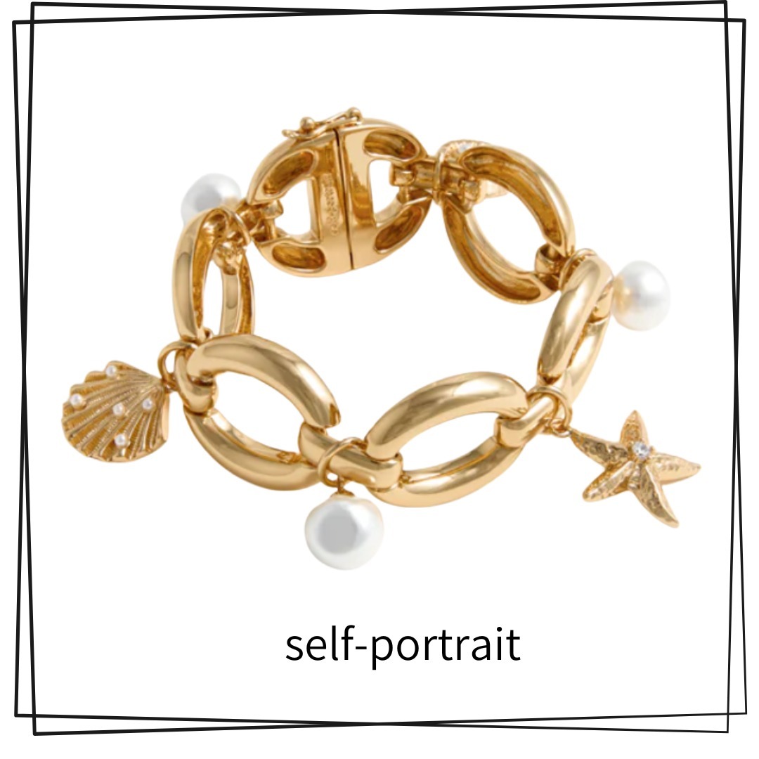 【Self-Portrait】ゴールドパールシェルチャームブレスレット
