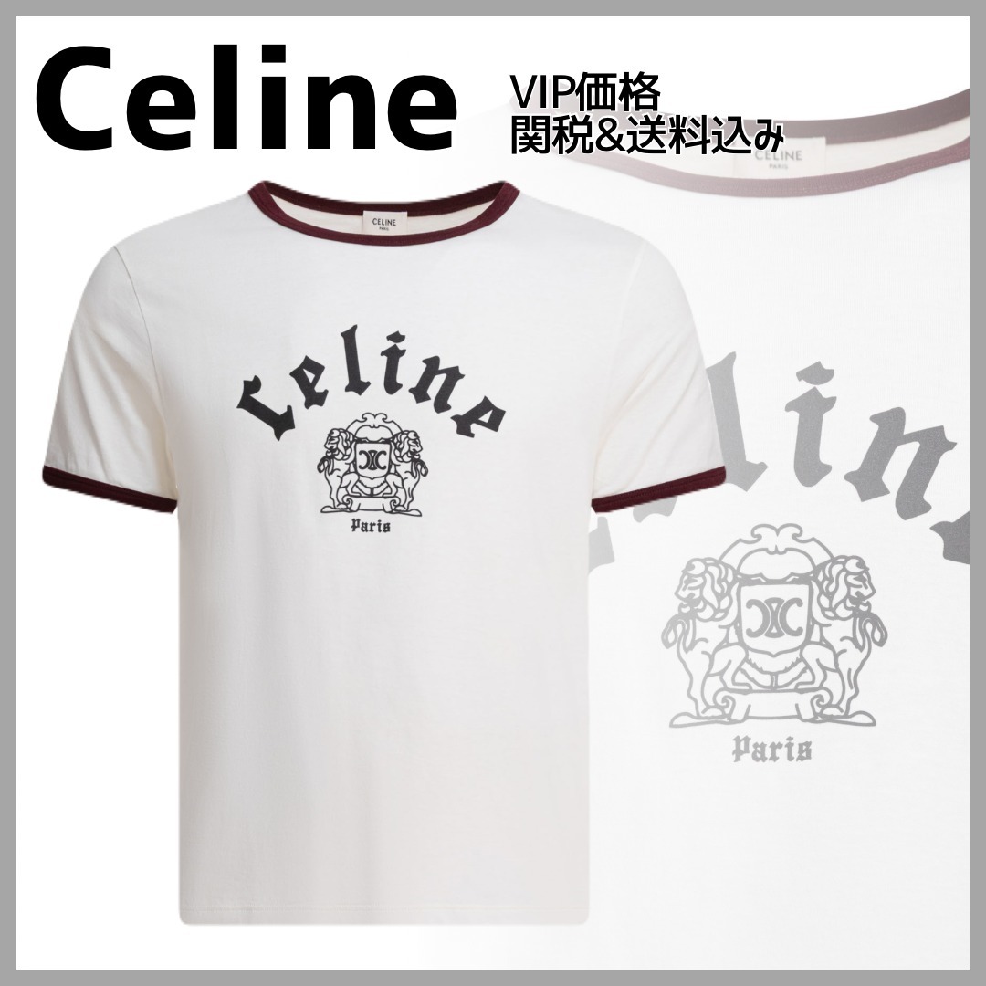 関税負担なし☆CELINE セリーヌ BLASON レギュラーTシャツ 国内発送☆送料関税込【CELINE】CELINE BLASONレギュラーTシャツ