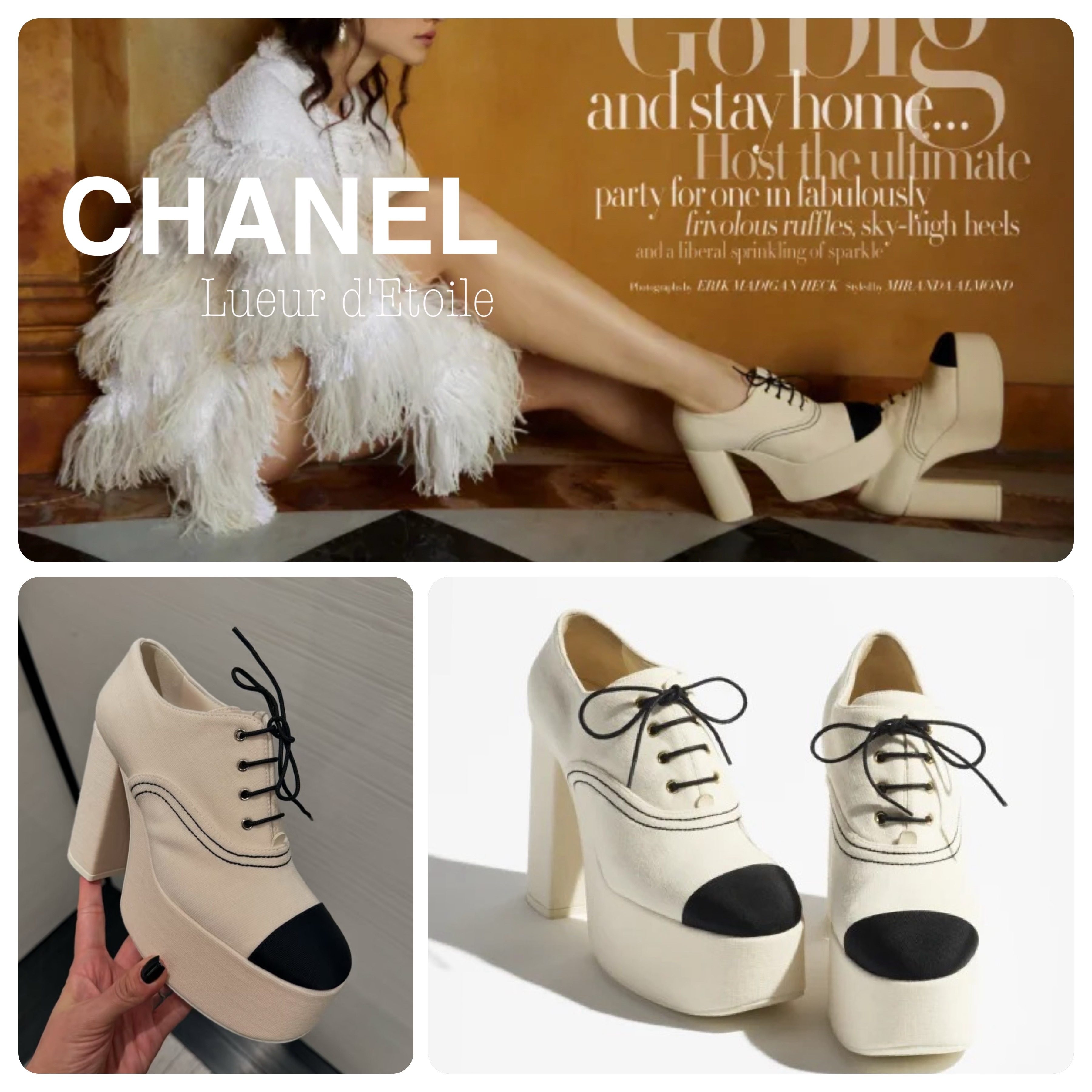 【25ss♡ウール&グログラン】CHANEL レースアップ シューズ
