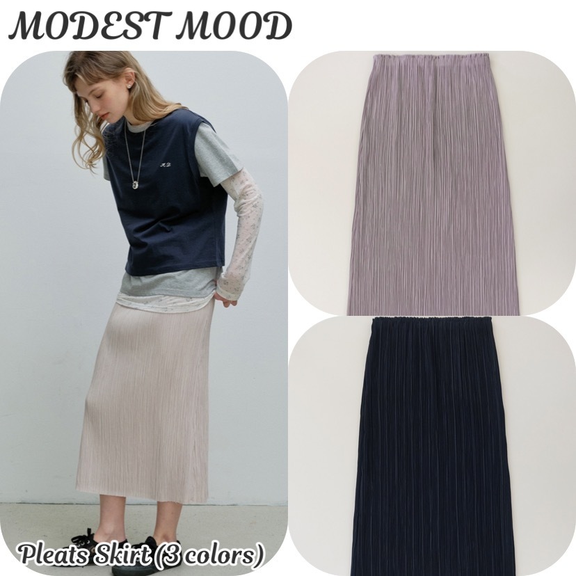 【韓国MODEST MOOD モデストムード】Pleats Skirt (3 colors)