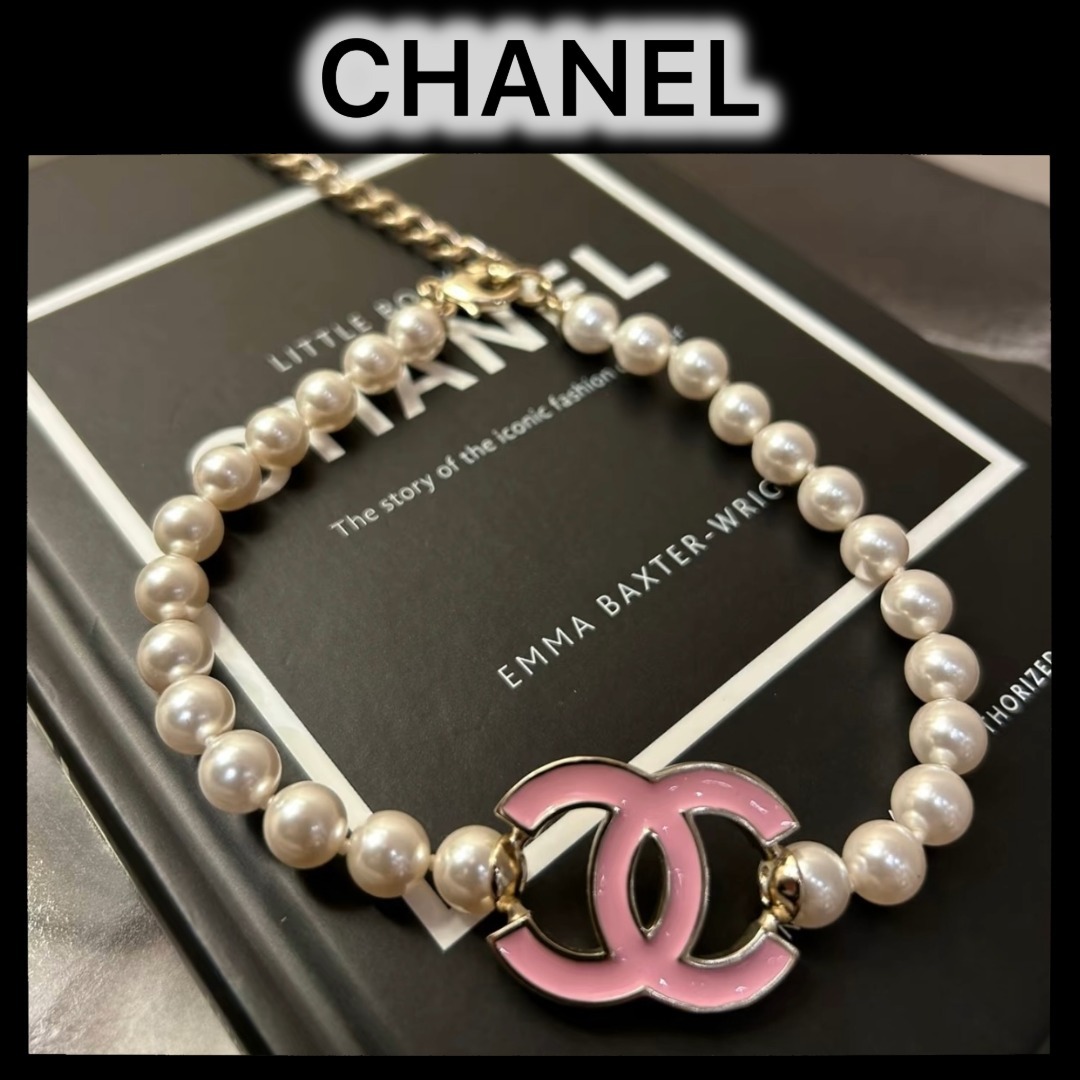 ★ピンクロゴとパールが絶妙★CHANEL チョーカー