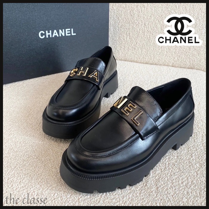 【大きめロゴ♪】CHANEL ローファー 厚底