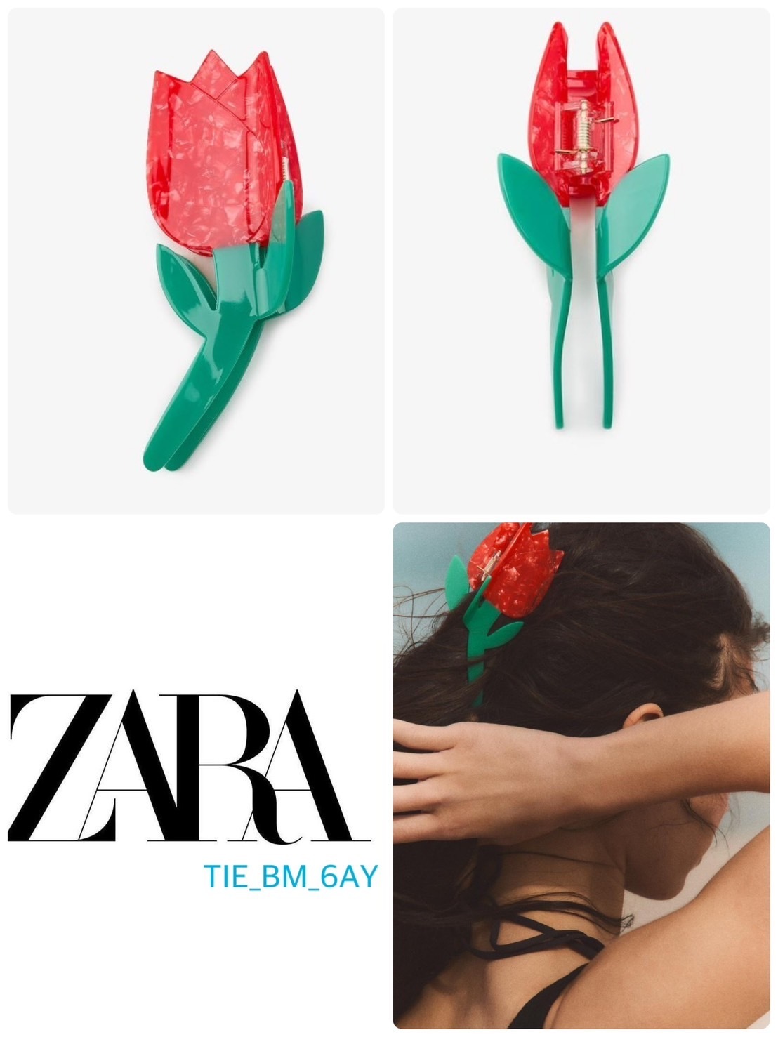 スペイン発送 ZARA チューリップ ヘアクリップ カジュアル 新作