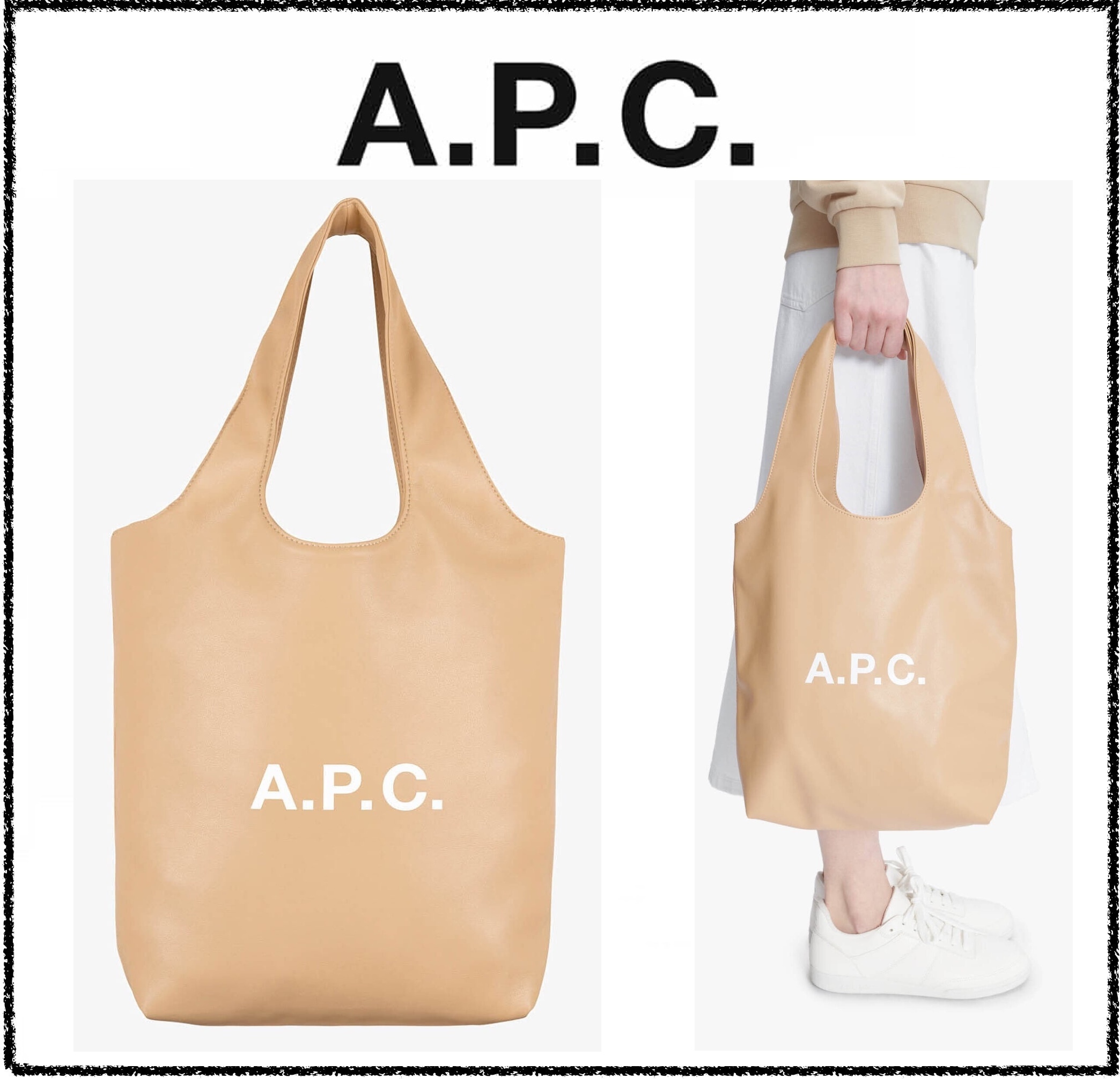 ★パリ発 A.P.C.★ NINON スモールトートバッグ レザー風 サンド