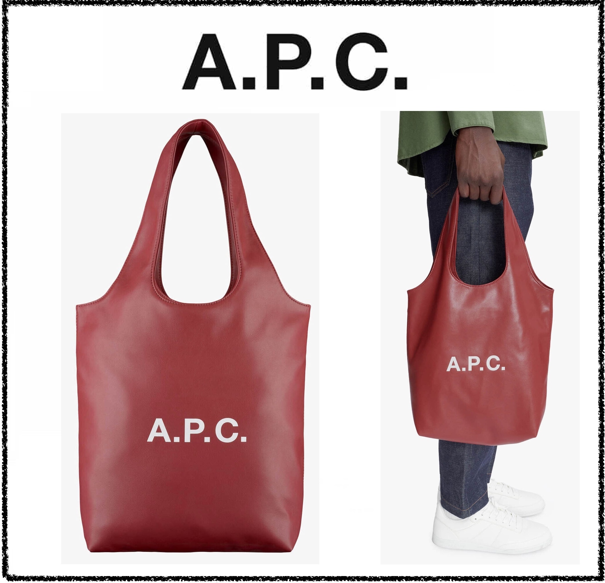 ★パリ発 A.P.C.★ NINON スモールトートバッグ レザー風 ワイン