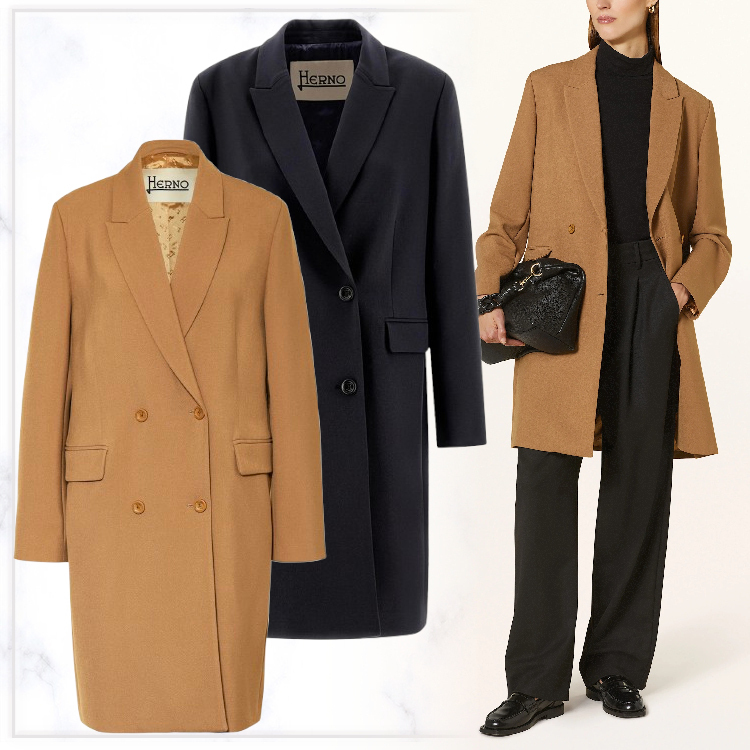 【HERNO】ダブルブレスト◆ストレートカット◆ミディアムコート