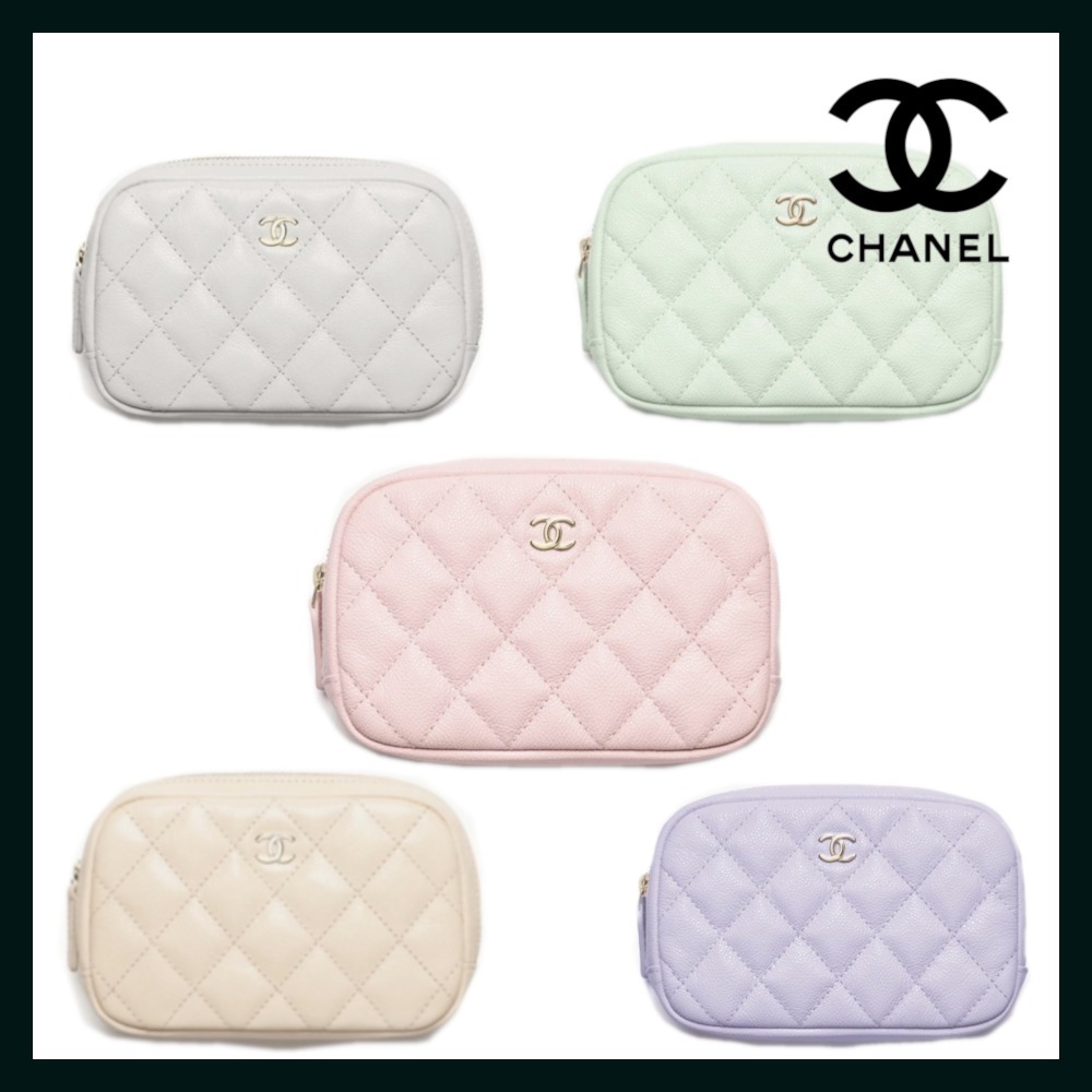 【25SS コロンと可愛い】CHANEL ポーチ マトラッセ パステル